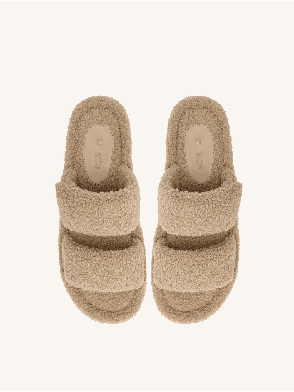 JW PEI size 41 new with withCozy Teddy Fleece Double-Strap Slide Sandals - Taupe